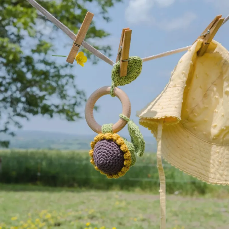 MyuM Anneau de dentition "Eté" hochet en crochet en coton bio The veggy toys< Jouets D'éveil, Hochets