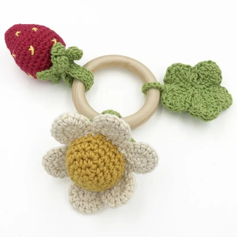 MyuM Anneau de dentition "Printemps" hochet en crochet en coton bio The veggy toys< Jouets D'éveil, Hochets