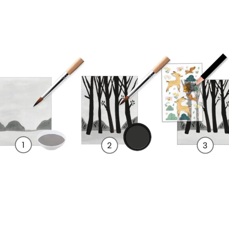 Djeco Atelier de peinture en noir et blanc "Dernières neiges" 9349< Autocollants Et Décalcomanies | Dessin, Peinture, Coloriage