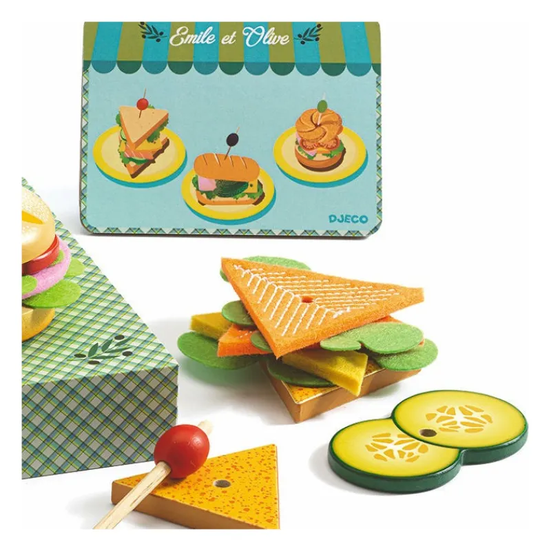 Djeco Atelier Sandwich 6620, Emile et Olive< Jouets Cuisine, Dînette