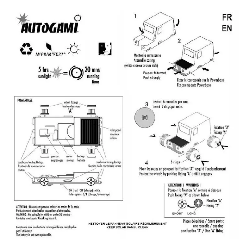 LITOGAMI Autogami Camion de pompiers de Paris, voiture solaire<Enfant Litogami, Petits Jouets Solaires | Bricolage Enfant