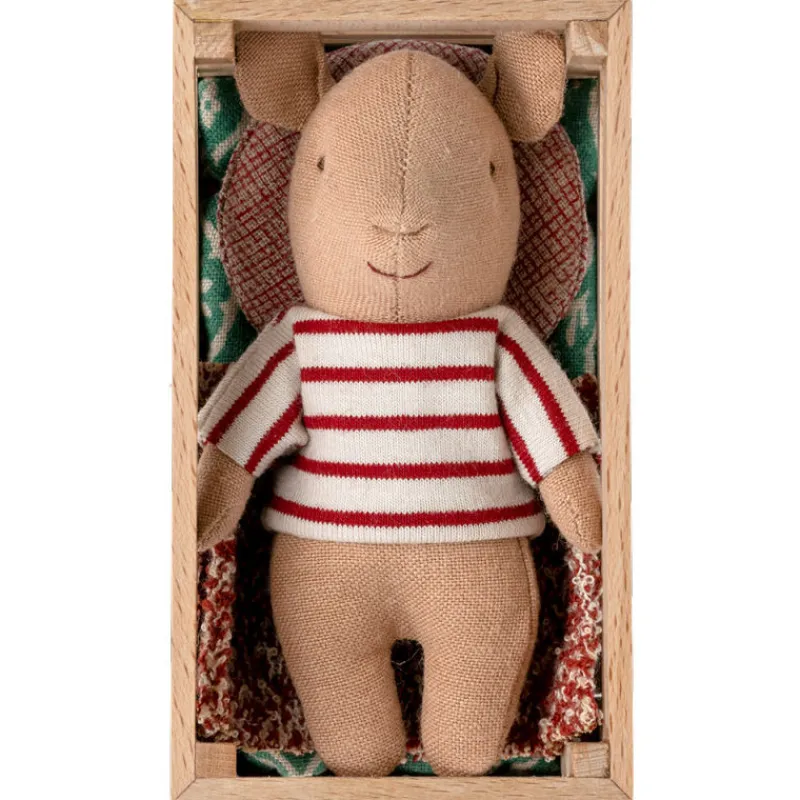 Maileg Bébé cochon dans sa caissette - Marinière rouge et blanche< Maison De Poupées