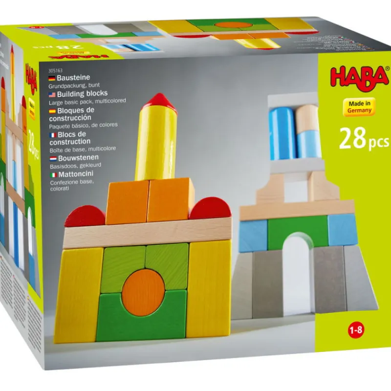 HABA Blocs de construction multicolores en bois 305163-boîte de base< Jouets Haba Fabriqués En Allemagne | Jouets Cubes En Bois