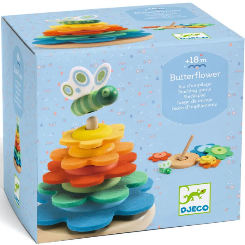 Djeco BUTTERFLOWER - PAPILLON jeu d'empilage en bois et feutrine 6404< Jouets À Encastrer, Empiler