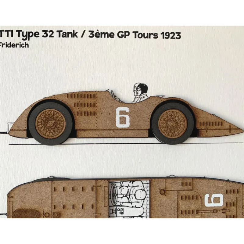 Vitrine du Monde Collection Cadre Bugatti Tank type 32_ décoration vintage auto< Décoration Art Automobile | Décoration Automobile Murale