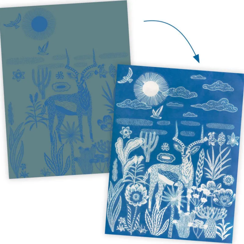 Djeco Coffret cyanotype "Savane nocturne" 9343<Enfant Bricolage Enfant | Dessin, Peinture, Coloriage