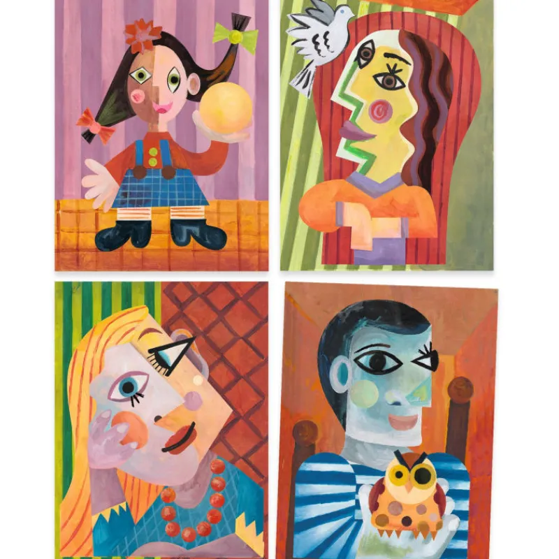 Djeco Collages et stickers "Têtes au carré" 9386 inspired by Pablo Picasso<Enfant Autocollants Et Décalcomanies | Bricolage Enfant