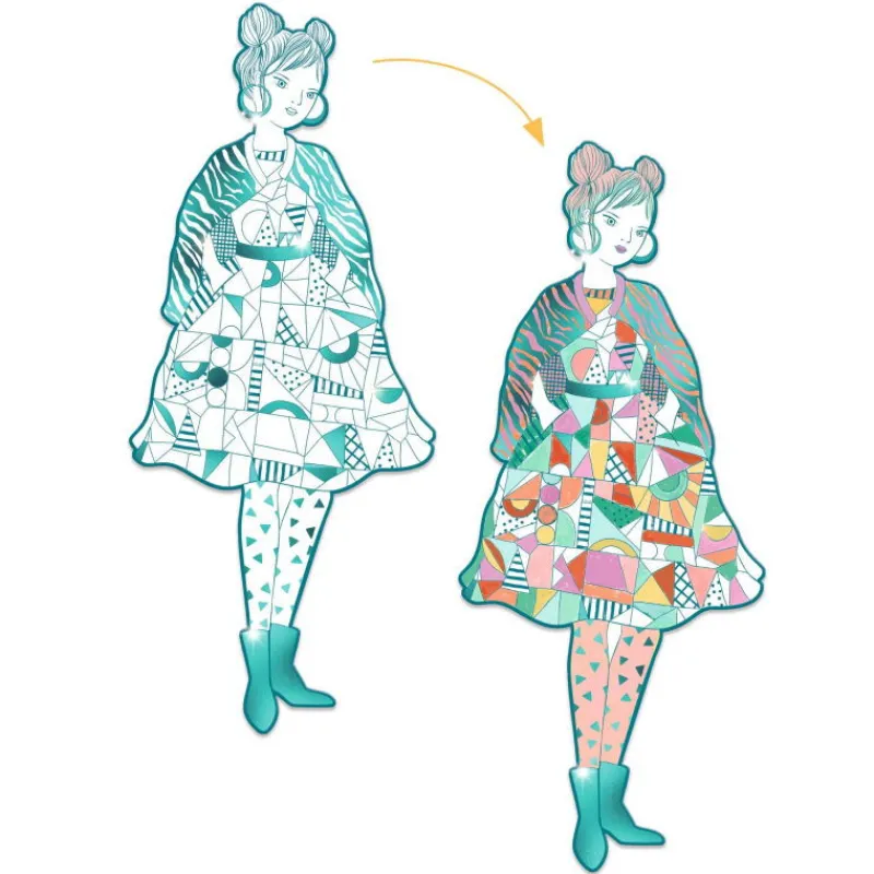 Djeco 4 coloriages mode "Rebekka & ses amies" Les demoiselles 9545< Dessin, Peinture, Coloriage