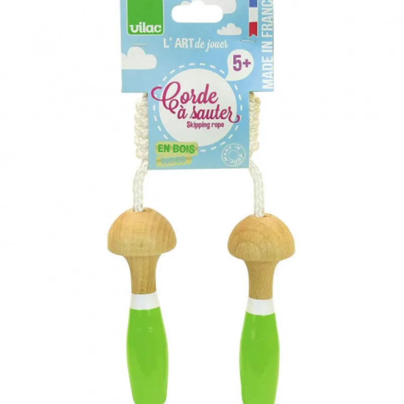 VILAC Corde à sauter en bois laqué verte 3008G< Jouets Vilac Fabriqués En France | Jouets De Plein Air