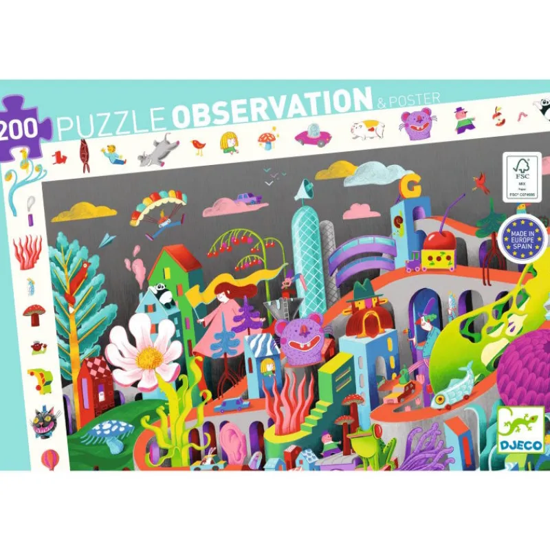 Djeco Crazy Town, Puzzle observation 200 pcs 7462<Enfant Puzzles Et Jeux Djeco | Puzzle Djeco