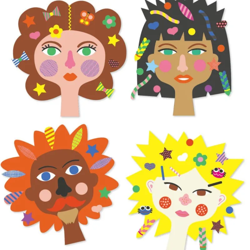 Djeco Créer avec des stickers "Coiffeur" 9045< Autocollants Et Décalcomanies