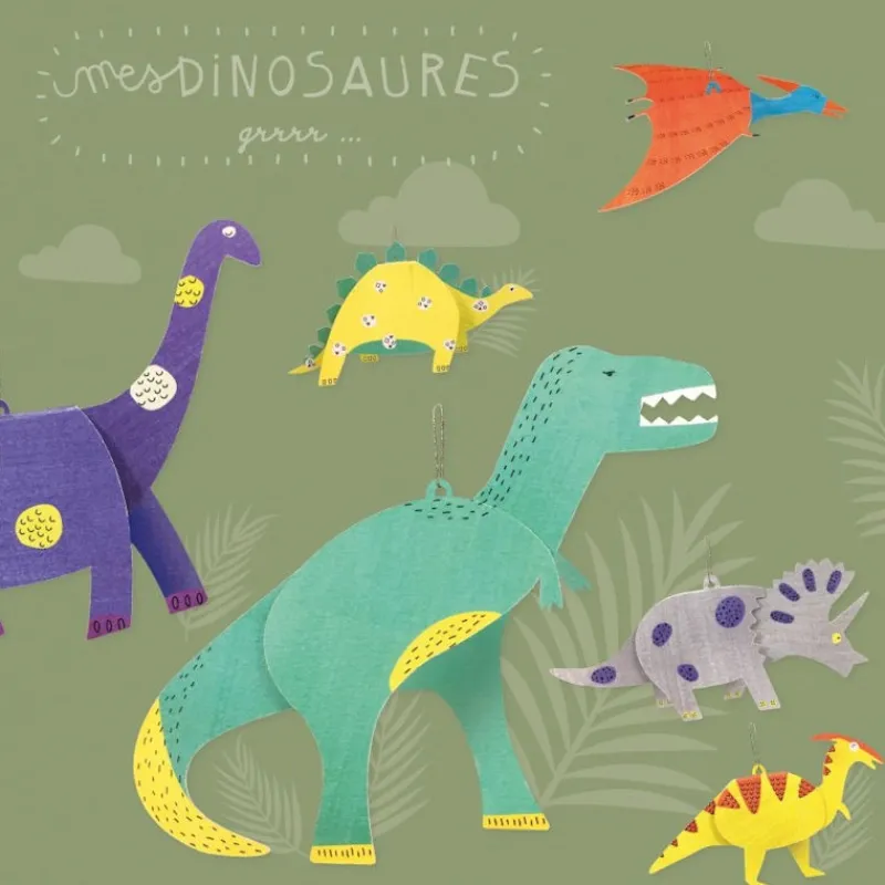 PIROUETTE CACAHOUETE 6 dinosaures à colorier, kit créatif pour enfant Pirouette Cacahouète<Enfant Jeux Pirouette Cacahouète | Jeux Et Loisirs Créatifs Fabriqués En France