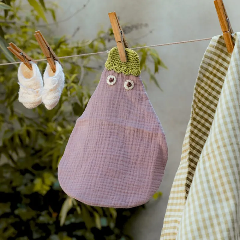 MyuM Doudou "Aubergine" en coton bio - - The veggy toys< Poupées, Peluches | Peluches Naissance, Doudous