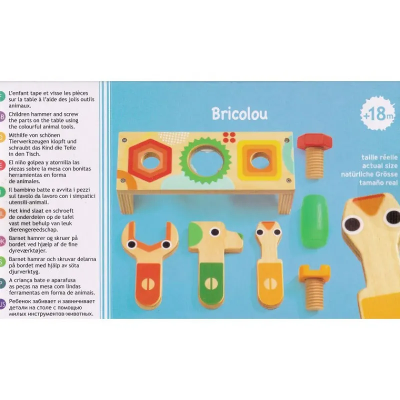 Djeco Etabli d'éveil "Bricolou" 6418< Jouets Cubes En Bois | Jouets À Encastrer, Empiler