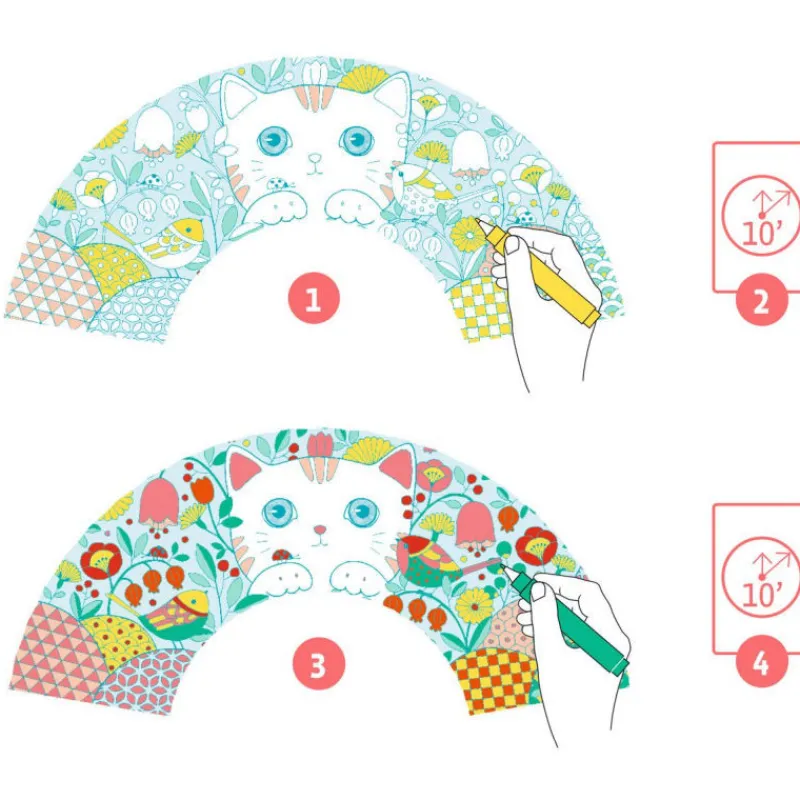 Djeco Eventail et son étui à colorier "Koneko" DIY 7949<Enfant Bricolage Enfant | Dessin, Peinture, Coloriage