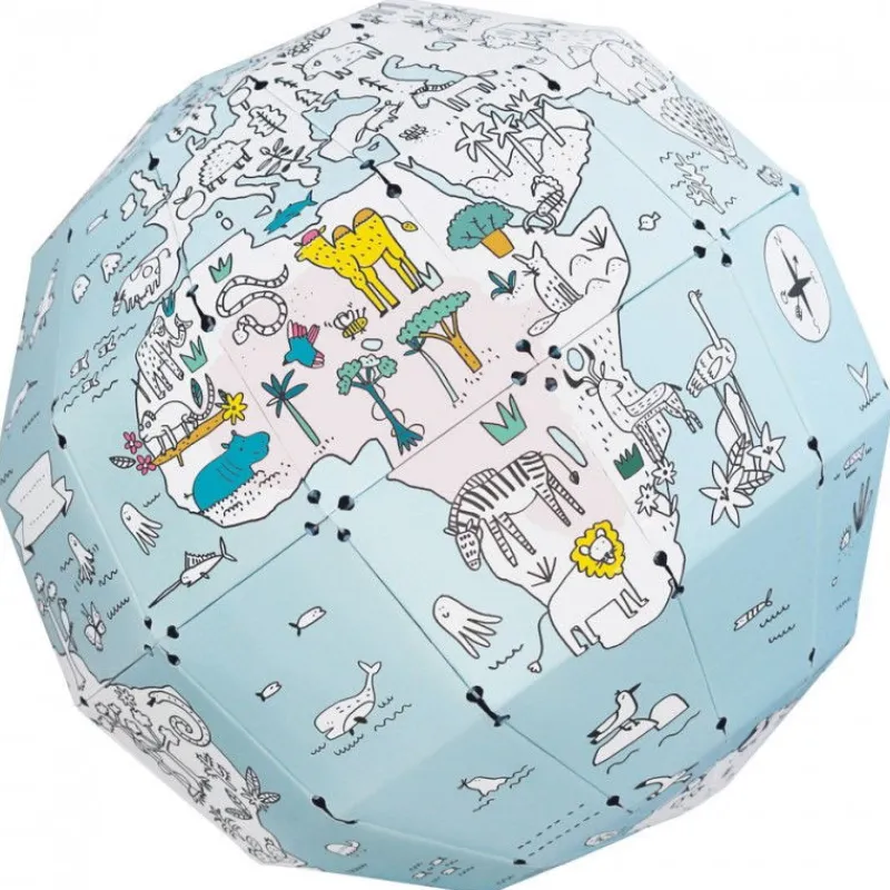 PIROUETTE CACAHOUETE Globe terrestre 3D à assembler et à colorier Pirouette Cacahouète<Enfant Jeux Pirouette Cacahouète | Jeux Et Loisirs Créatifs Fabriqués En France