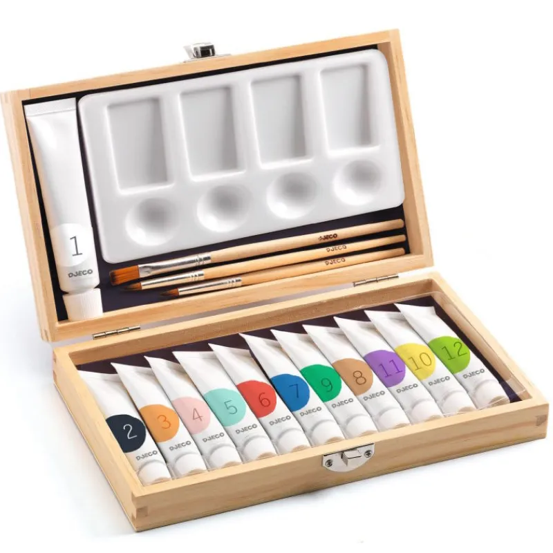 Djeco 12 gouaches - coffret d'artiste 8908< Feutres, Gouaches Et Pinceaux