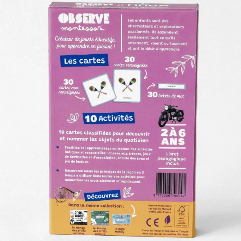 Observe Montessori Imagier LOISIRS mini Mondy, cartes de nomenclature< Jeux De Société