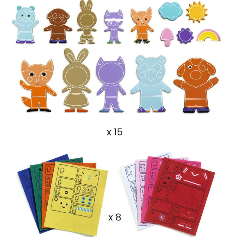 Djeco 10 magnets d'animaux à décorer "Funky family" DIY 7919<Enfant Bricolage Enfant