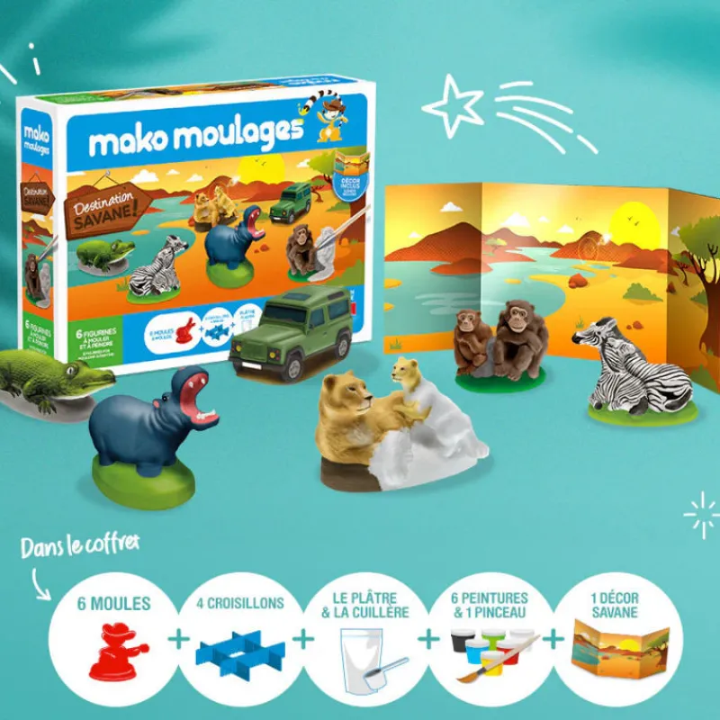 Mako moulages Animaux de la savane, coffret 6 moules 39010< Mako Moulages Figurines Et Déco | Mako Moulages