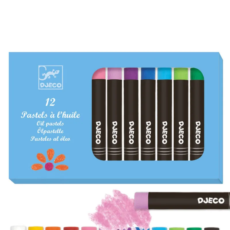 Djeco 12 pastels à l'huile 9748< Feutres, Gouaches Et Pinceaux