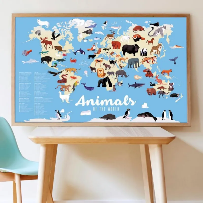 POPPIK Poster en stickers "Animaux du monde"< Jeux, Puzzles Et Stickers Poppik | Autocollants Et Décalcomanies