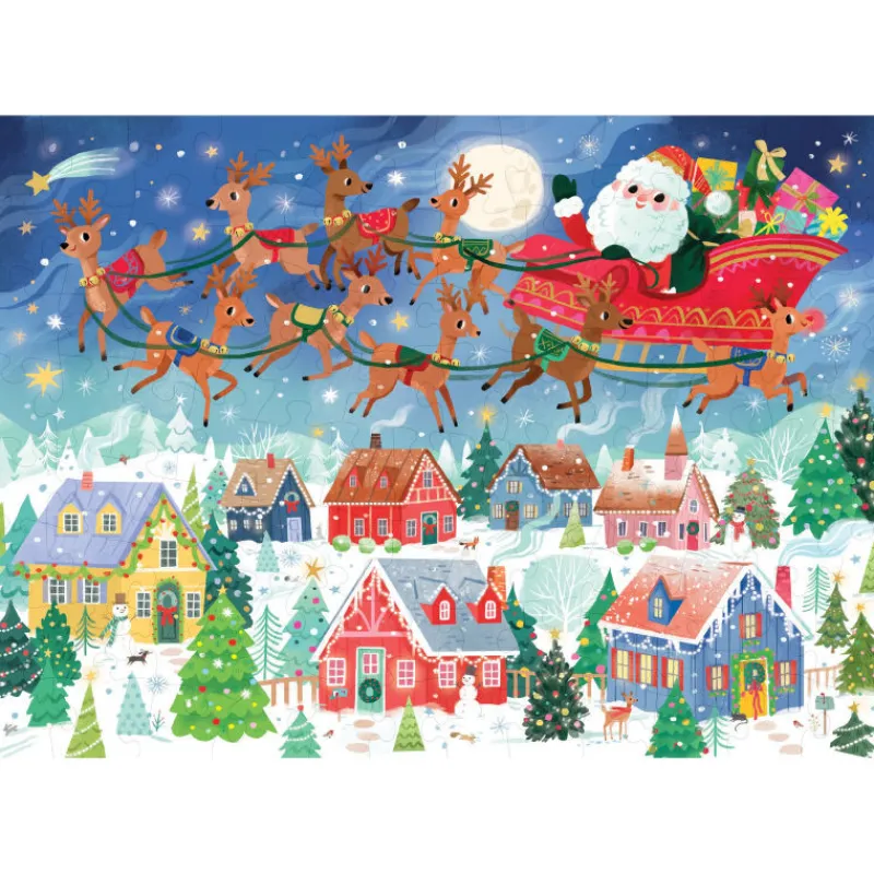 Crocodile Creek Puzzle de Noël "La visite du Père Noël" Puzzle 100 pcs<Enfant Puzzles Dès 6 Ans, 100 Pcs