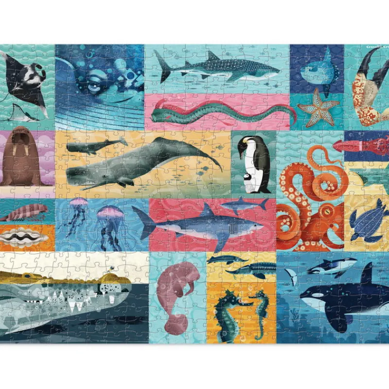 Crocodile Creek Puzzle famille 'Les géants de la mer' 500 pcs<Enfant Puzzles Dès 8 Ans, 500 Pcs Et +