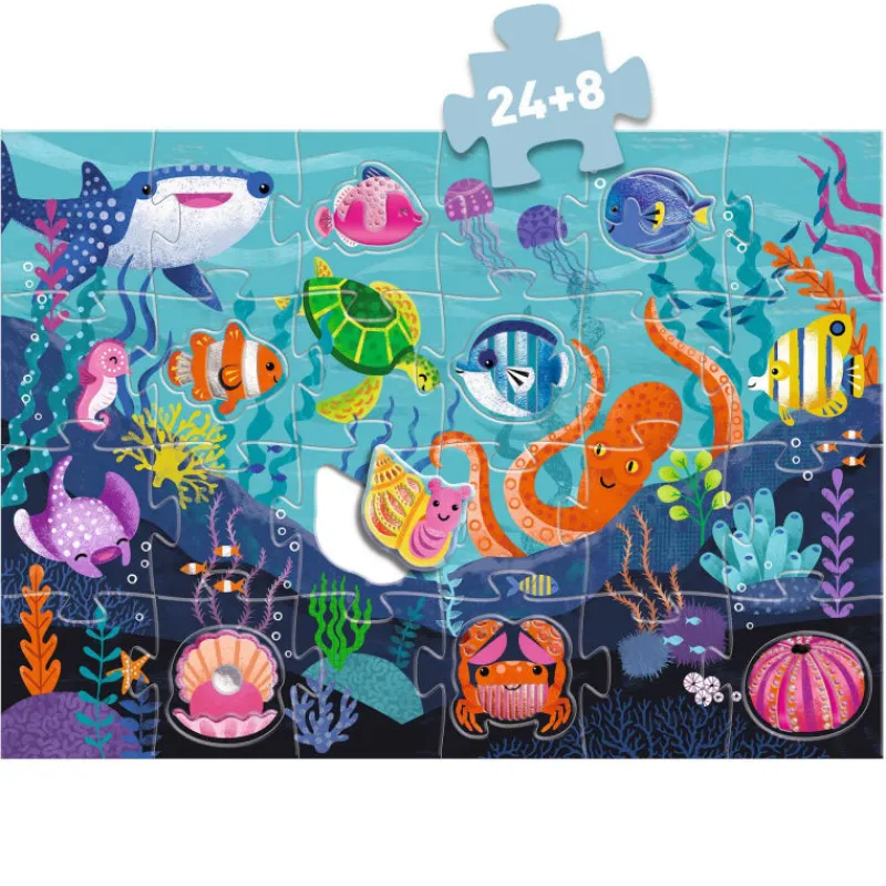 Djeco Puzzle géant "Sous la mer" 24 + 8 pièces 7166<Enfant Puzzle Djeco | Puzzles Dès 4 Ans, 36 Pcs