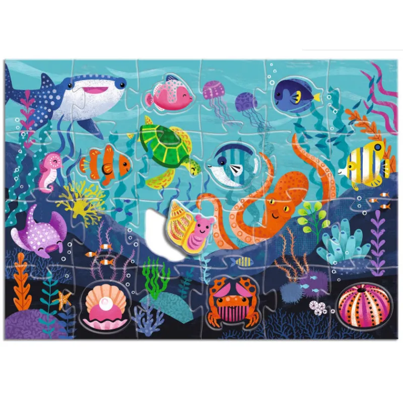 Djeco Puzzle géant "Sous la mer" 24 + 8 pièces 7166<Enfant Puzzle Djeco | Puzzles Dès 4 Ans, 36 Pcs