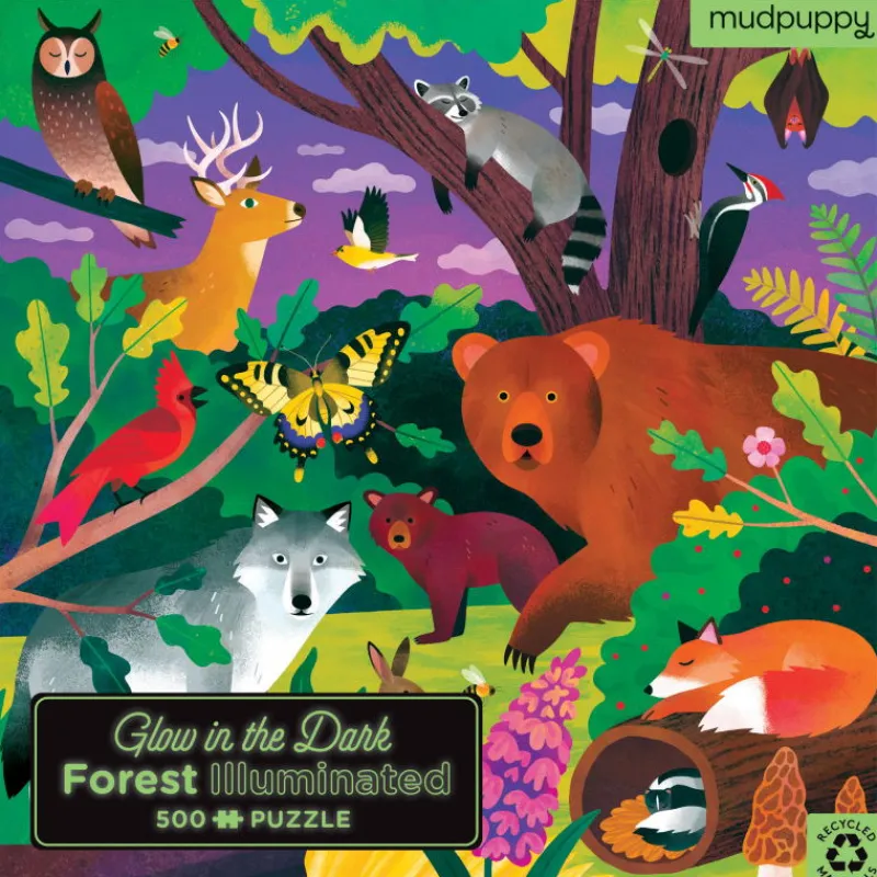 Mudpuppy Puzzle qui Brille dans le Noir "Forêt" 500 pcs<Enfant Puzzles Dès 8 Ans, 500 Pcs Et +