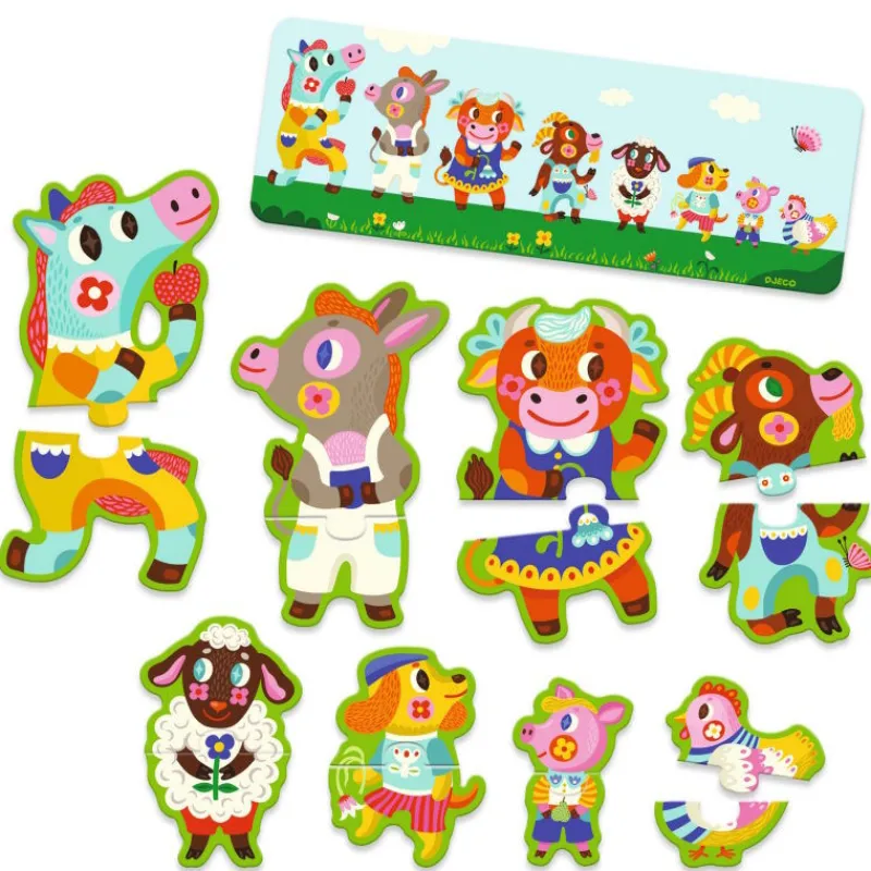 Djeco 8 puzzles duo "Grands et petits à la ferme" 8266<Enfant Puzzle Djeco | Puzzles Dès 2 Ans: 2, 12 Et 24 Pcs