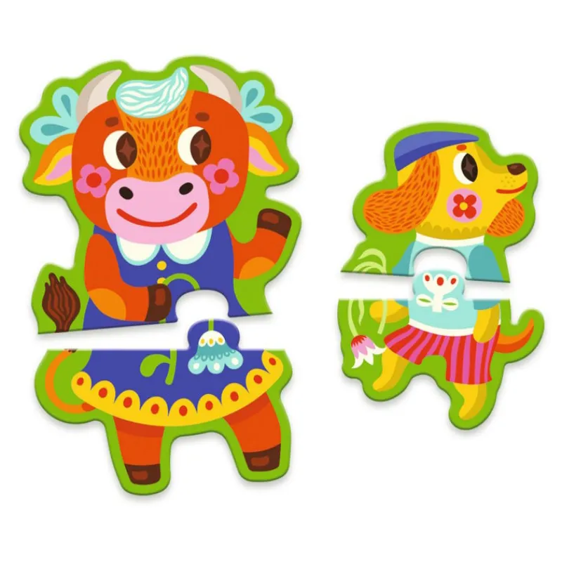 Djeco 8 puzzles duo "Grands et petits à la ferme" 8266<Enfant Puzzle Djeco | Puzzles Dès 2 Ans: 2, 12 Et 24 Pcs