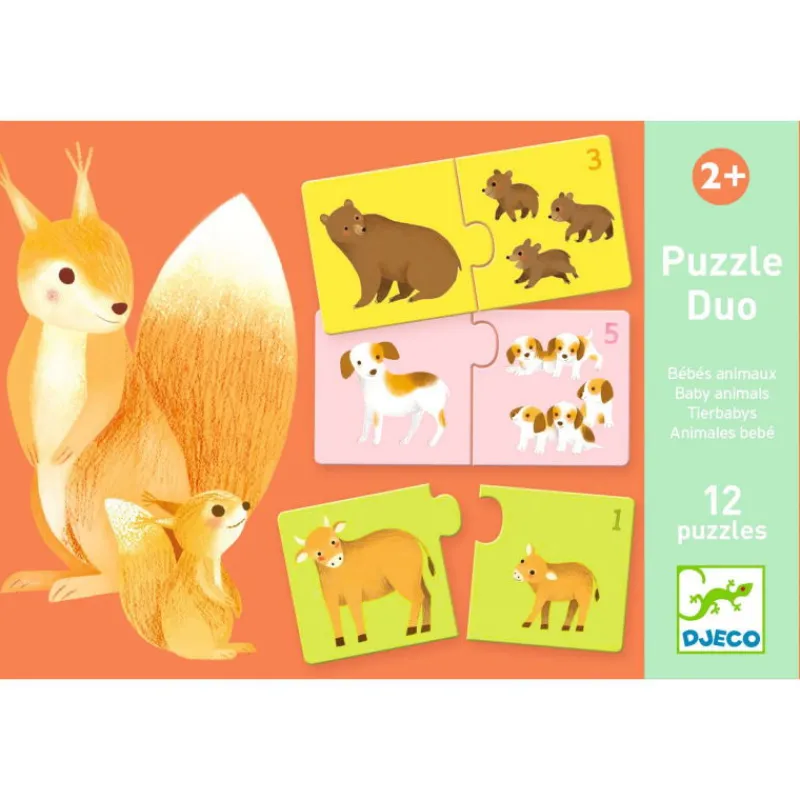 Djeco 12 puzzles duo "Mamans et bébés animaux" 8197<Enfant Puzzle Djeco | Puzzles 1er Age