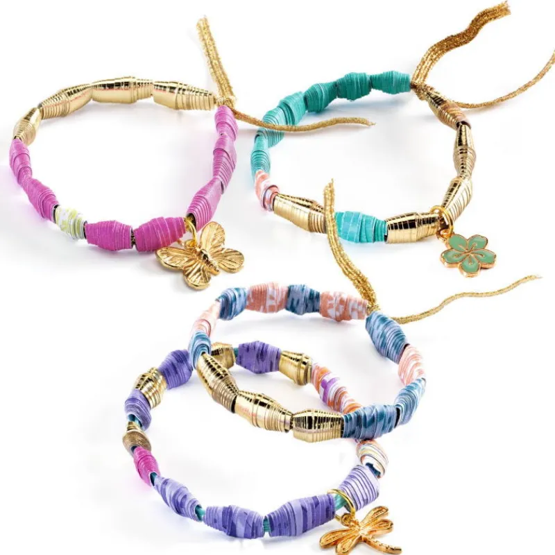 Djeco "Chics et dorés" Perles de papier et bracelets à créer DIY 7972<Enfant Perles Et Bijoux | Bricolage Enfant