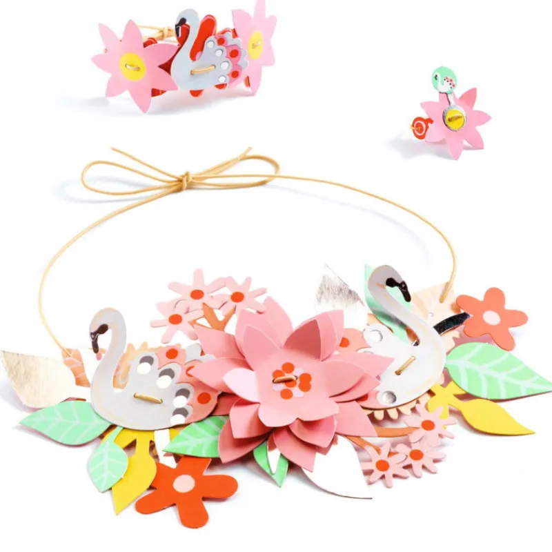 Djeco "Gaieté colorée" 4 parures de bijoux à créer DIY 7957<Enfant Perles Et Bijoux | Bricolage Enfant