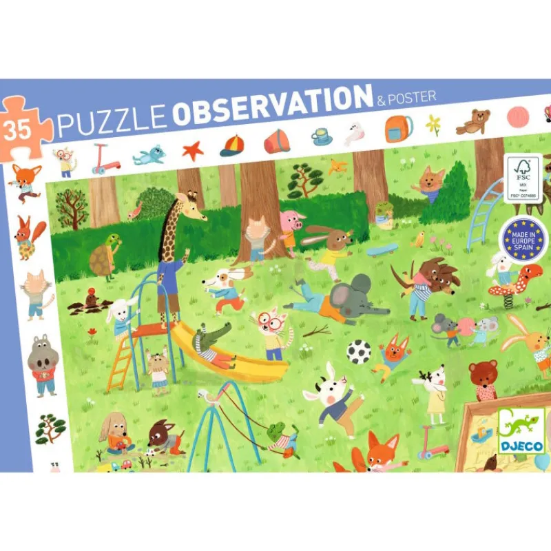 Djeco "Le square des petits amis" Puzzle observation 35 pcs 7596<Enfant Puzzles Et Jeux Djeco | Puzzle Djeco