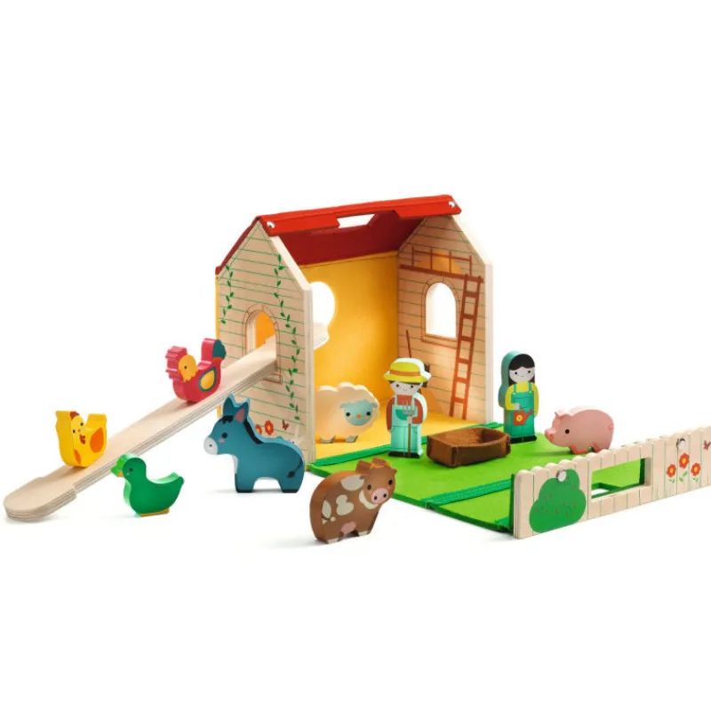 Djeco "Softi-Farm" Ferme en bois 6369< Ferme En Bois, Centre Équestre Et Zoo | Jouets D'éveil, Hochets