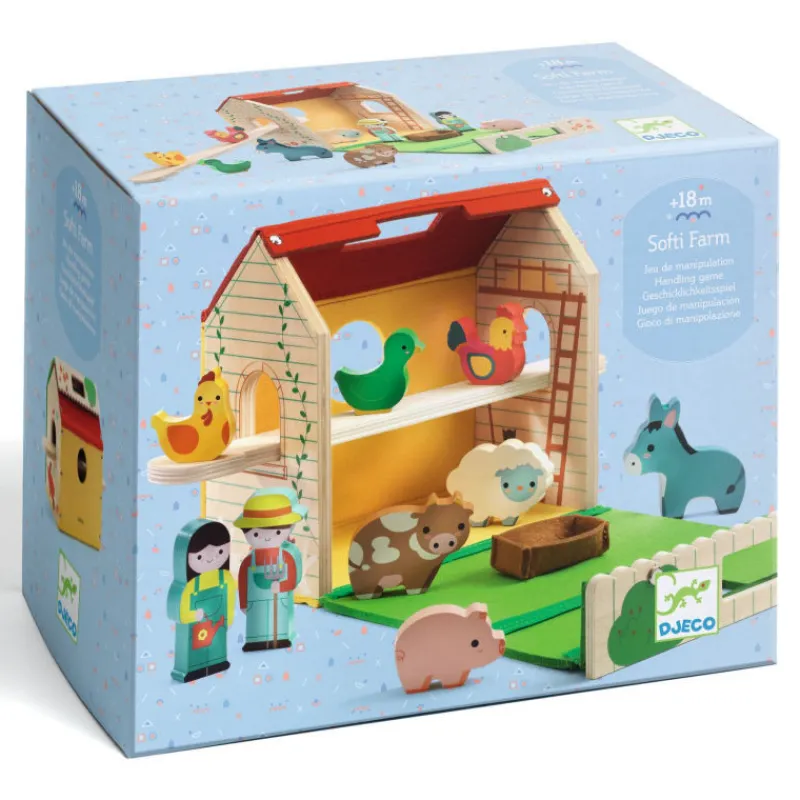 Djeco "Softi-Farm" Ferme en bois 6369< Ferme En Bois, Centre Équestre Et Zoo | Jouets D'éveil, Hochets