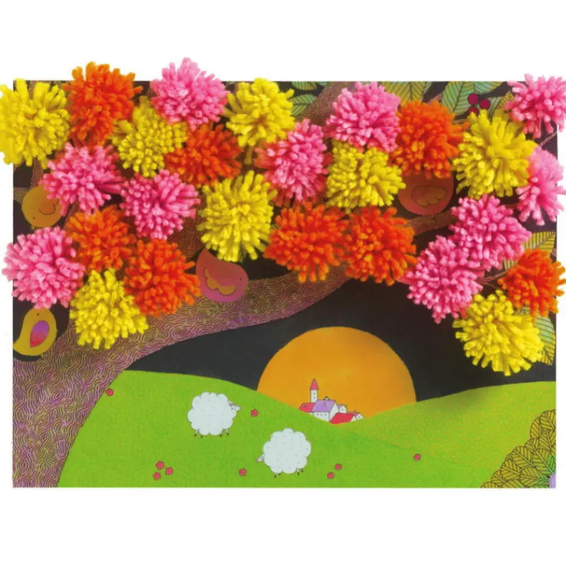 Djeco Tableaux de pompons "Explosion de pompons" 9872<Enfant Bricolage Enfant | Tricotin, Pompons