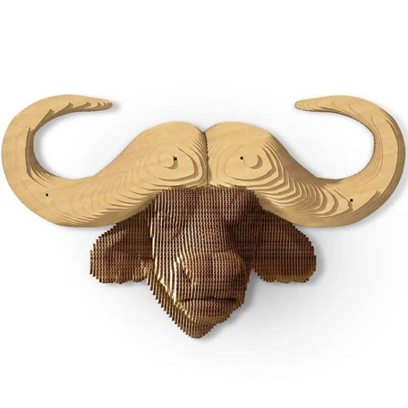 Cartonic Trophée mural décoratif - Sculpture 3D en carton - Buffle - Wall puzzle< Déco Design | Puzzles 3d