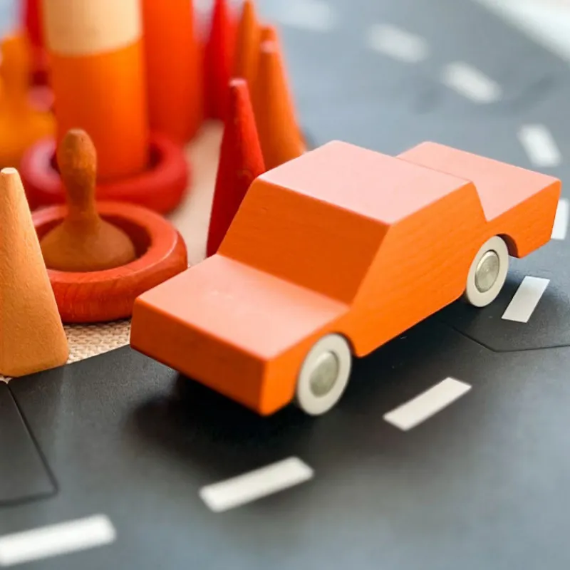 Waytoplay Toys Voiture en bois Waytoplay orange "Back and Forth"< Circuits De Routes Waytoplay | Jouets Garage, Voitures